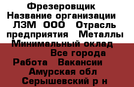 Фрезеровщик › Название организации ­ ЛЗМ, ООО › Отрасль предприятия ­ Металлы › Минимальный оклад ­ 35 000 - Все города Работа » Вакансии   . Амурская обл.,Серышевский р-н